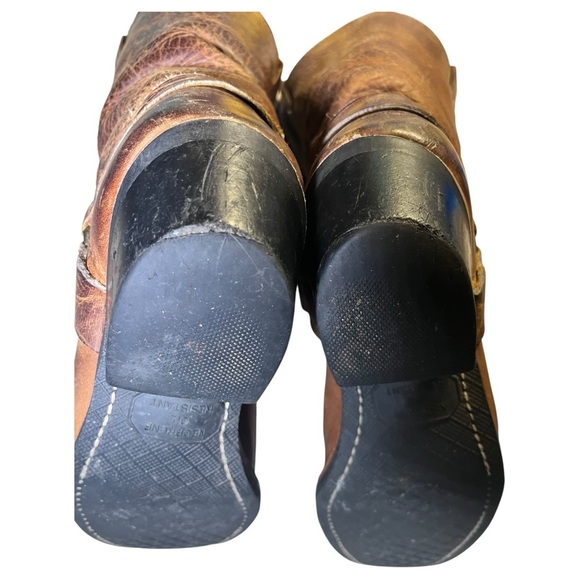 Frye Belted Harness Boots Mens 10 M Motorcycle Engineer Square Toe USA Leather - Picture 14 of 16